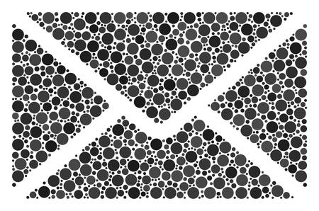 Mail Envelope composition of filled circles in variable sizes and color tones. Filled circles are combined into mail envelope vector collage. Vector design concept.のイラスト素材