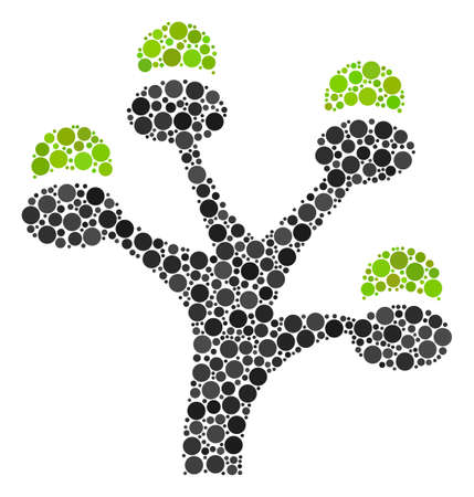 Money Tree mosaic of filled circles in different sizes and color tinges. Circle dots are organized into money tree vector composition. Vector illustration.のイラスト素材