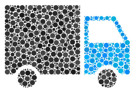 Shipment Van composition of dots in variable sizes and color shades. Filled circles are combined into shipment van vector composition. Vector illustration.のイラスト素材
