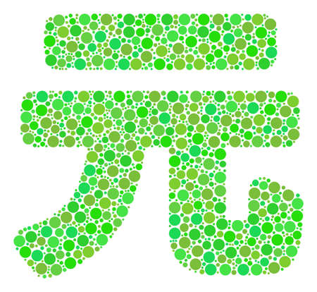 Yuan Renminbi composition of filled circles in different sizes and eco green color tinges. Vector filled circles are grouped into Yuan Renminbi collage. Ecology design concept.のイラスト素材