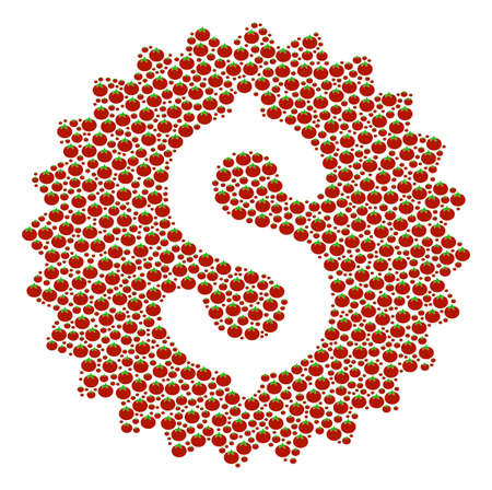 Bank Seal composition of tomato. Vector tomato vegetable elements are grouped into bank seal collage.のイラスト素材