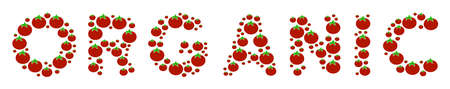 Organic Text composition of tomato vegetables. Vector tomato elements are combined into organic text illustration.のイラスト素材
