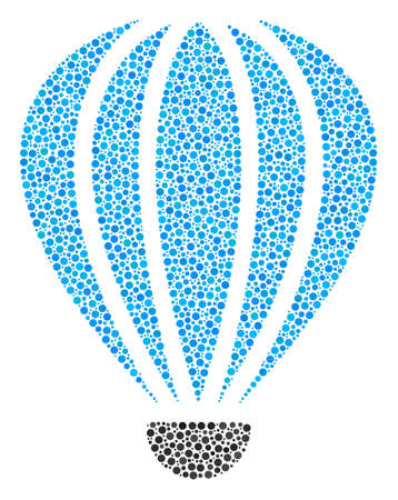Aerostat collage of dots in various sizes and color shades. Round dots are grouped into aerostat vector composition. Dotted vector illustration.のイラスト素材