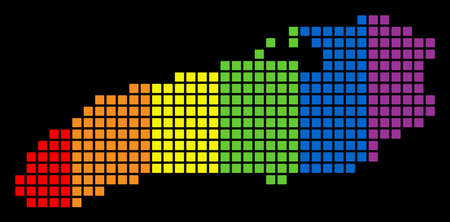 A dotted LGBT pride Ontario Lake Map for lesbians, gays, bisexuals, and transgenders. Colored vector abstract composition of Ontario Lake Map composed of rounded square items.のイラスト素材