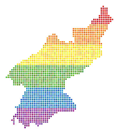 Map of North Korea in rainbow colors.のイラスト素材