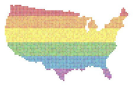A dotted LGBT pride USA Map.のイラスト素材