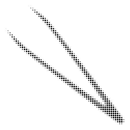 Tweezers halftone vector pictogram. Illustration style is dotted iconic Tweezers symbol on a white background. Halftone texture is round elements.のイラスト素材