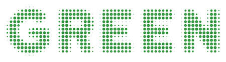 Green Text halftone raster pictograph. Illustration style is dotted iconic Green Text symbol on a...