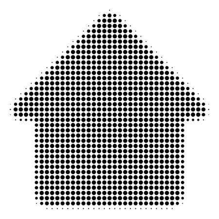 Cabin halftone vector icon. Illustration style is dotted iconic Cabin icon symbol on a white background. Halftone matrix is round spots.のイラスト素材