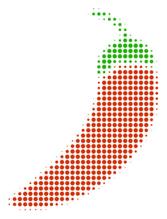 Chili Pepper halftone vector pictogram. Illustration style is dotted iconic Chili Pepper icon symbol on a white background. Halftone pattern is round elements.のイラスト素材