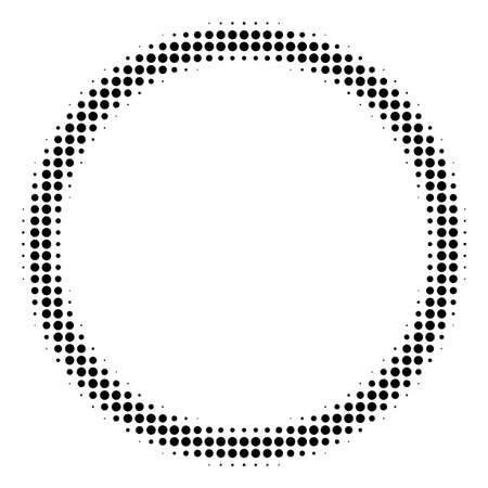 Circle Bubble halftone vector pictogram. Illustration style is dotted iconic Circle Bubble icon symbol on a white background. Halftone texture is circle items.のイラスト素材