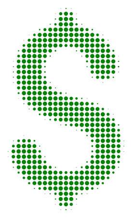 Dollar halftone vector pictogram. Illustration style is dotted iconic dollar icon symbol on a white background. Halftone texture is circle elements.のイラスト素材