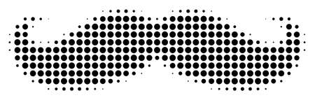 Gentleman Moustache halftone vector icon. Illustration style is dotted iconic Gentleman Moustache icon symbol on a white background. Halftone texture is round spots.のイラスト素材