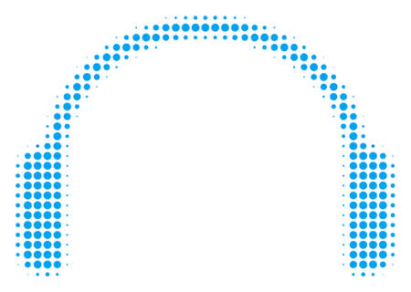 Headphones halftone vector icon. Illustration style is dotted iconic Headphones icon symbol on a white background. Halftone texture is circle dots.のイラスト素材