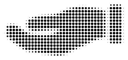 Ilustración de Hand icon in halftone circle blots illustration design. - Imagen libre de derechos