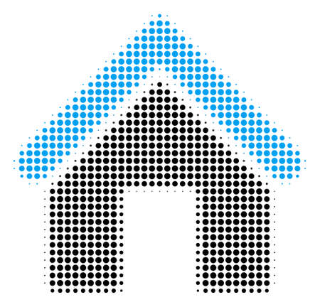 Home halftone vector pictogram. Illustration style is dotted iconic Home icon symbol on a white background. Halftone matrix is round blots.のイラスト素材