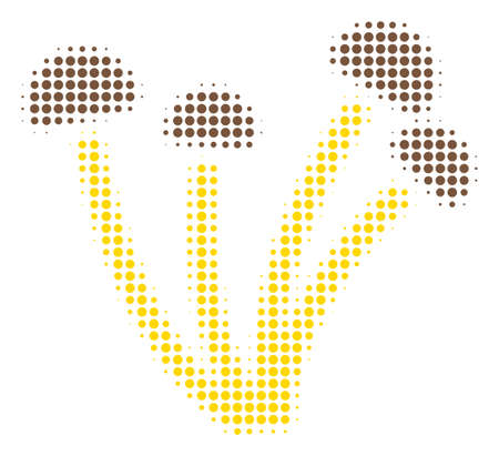 Mushrooms halftone vector icon. Illustration style is dotted iconic Mushrooms icon symbol on a white background. Halftone pattern is circle points.のイラスト素材