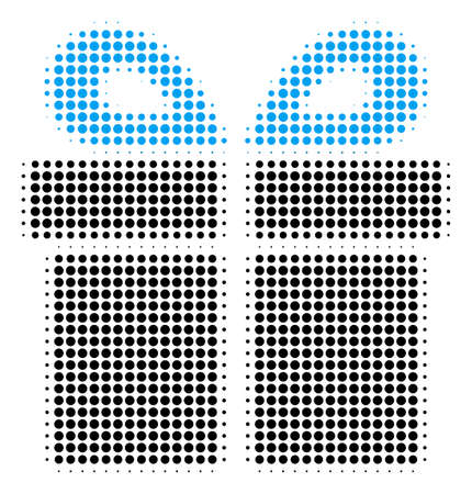 Present halftone vector pictogram. Illustration style is dotted iconic Present icon symbol on a white background. Halftone matrix is round spots.のイラスト素材