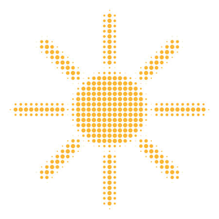 Sun halftone vector icon. Illustration style is dotted iconic Sun icon symbol on a white background. Halftone texture is circle blots.のイラスト素材
