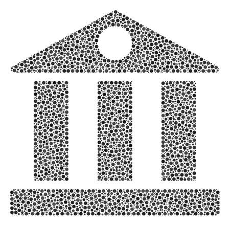 Bank building composition of small circles in various sizes and color tones. Small circles are organized into bank building vector illustration. Dotted vector design concept.のイラスト素材