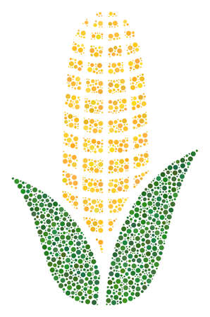 Corn composition of dots in different sizes and color tinges. Dots are organized into corn vector illustration. Dotted vector design concept.のイラスト素材