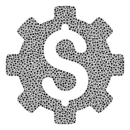 Development Cost collage of circle dots in various sizes and color tones. Circle elements are organized into development cost vector mosaic. Dotted vector design concept.のイラスト素材