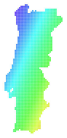 Spectrum dotted pixel Portugal Map. Vector geographic map in bright colors on a white background.のイラスト素材