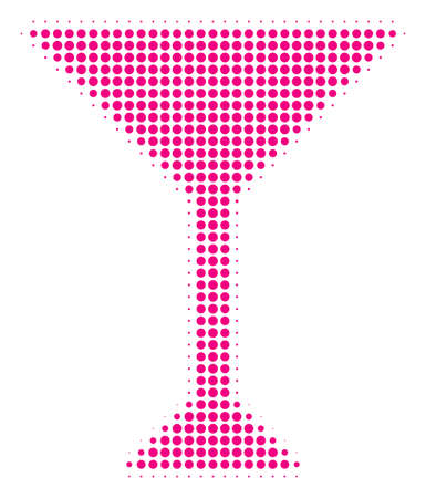 Martini Glass halftone raster pictogram. Illustration style is dotted iconic Martini Glass icon symbol on a white background. Halftone texture is circle spots.の写真素材