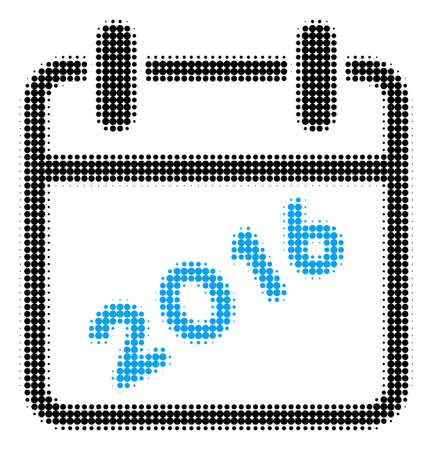 2016 Calendar halftone vector icon. Illustration style is dotted iconic 2016 Calendar icon symbol on a white background. Halftone pattern is round pixel.のイラスト素材