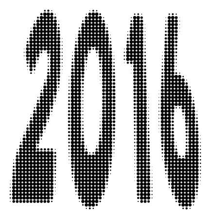 2016 Perspective halftone vector pictogram. Illustration style is dotted iconic 2016 Perspective icon symbol on a white background. Halftone matrix is round blots.のイラスト素材