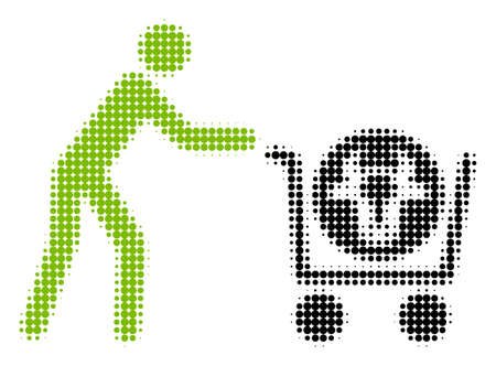 Beef Purchase halftone vector icon. Illustration style is dotted iconic Beef Purchase icon symbol on a white background. Halftone pattern is circle items.のイラスト素材