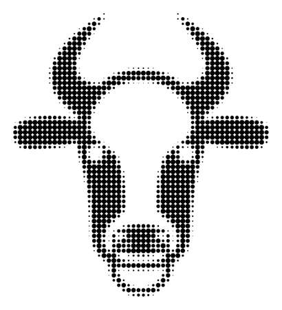 Bull Ring halftone vector pictogram. Illustration style is dotted iconic Bull Ring icon symbol on a white background. Halftone pattern is round blots.のイラスト素材