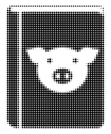 Pig Book halftone vector pictogram. Illustration style is dotted iconic Pig Book icon symbol on a white background. Halftone matrix is round dots.のイラスト素材