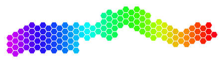 Spectrum Hexagonal The Gambia Map. Vector geographic map in bright colors on a white background....