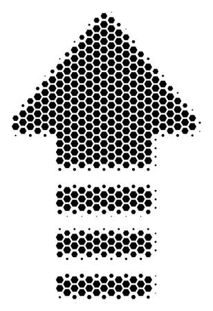 Halftone hexagonal Arrow Pointer icon. Pictogram on a white background. Vector concept of arrow pointer icon made of hexagon pixels.のイラスト素材