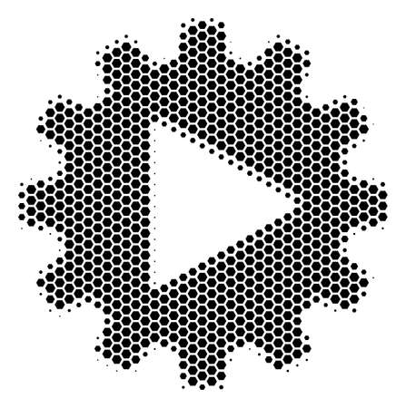 Halftone hexagon Automation icon. Pictogram on a white background. Vector concept of automation icon organized of hexagon spots.のイラスト素材