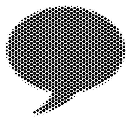 Halftone hexagon Balloon icon. Pictogram on a white background. Vector collage of balloon icon constructed of hexagon spots.のイラスト素材