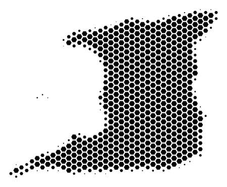 Halftone hexagon Trinidad Island Map. Vector geographic map on a white background. Vector collage of Trinidad Island Map made of hexagonal spots.のイラスト素材