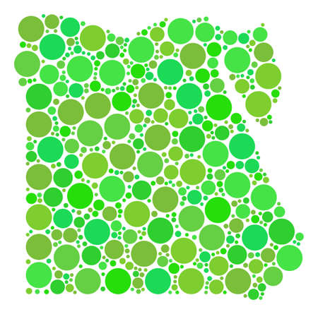 Egypt Map collage of scattered dots in variable sizes and ecological green shades. Vector small spheres are composed into egypt map mosaic. Eco geographical map vector illustration.のイラスト素材