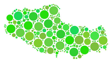 Tibet Chinese Territory Map composition of random filled circles in various sizes and fresh green shades. Vector round elements are organized into tibet chinese territory map illustration.のイラスト素材