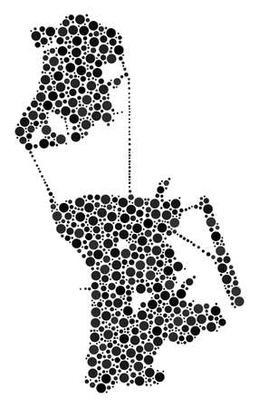 Chinese Macau Map collage of round dots in various sizes. Random round blots are organized into Chinese Macau Map illustration. Vector cartography map vector illustration.のイラスト素材