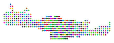 Bright Dot Crete Island Map. Vector geographic map in bright colors on a white background. Colored vector composition of Crete Island Map combined of regular round pixels.のイラスト素材