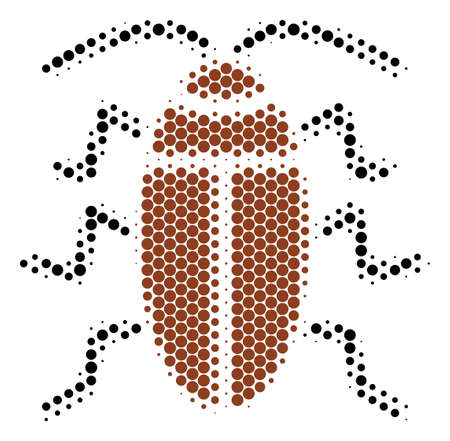 Halftone round spot Cockroach icon. Pictogram on a white background. Vector composition of cockroach icon created of sphere spots.のイラスト素材