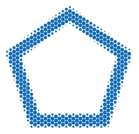 Halftone circle Contour Pentagon icon. Pictogram on a white background. Vector concept of contour pentagon icon organized of sphere items.のイラスト素材