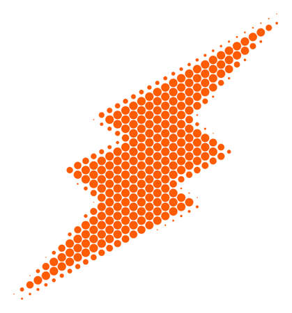 Halftone dot Electric Spark icon. Pictogram on a white background. Vector mosaic of electric spark icon composed of round pixels.のイラスト素材