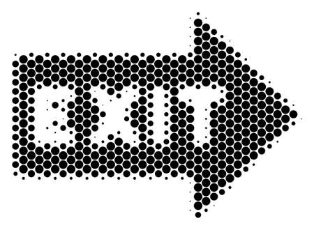 Halftone dot Exit Arrow icon. Pictogram on a white background. Vector composition of exit arrow icon constructed of round elements.のイラスト素材