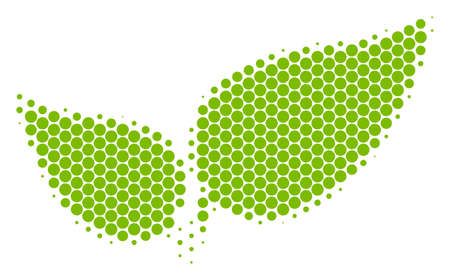 Halftone dot Floral Leaves icon. Pictogram on a white background. Vector concept of floral leaves icon composed of round spots.のイラスト素材