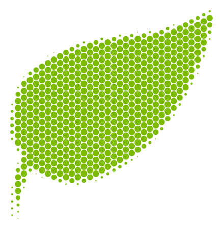 Halftone dot Herbal Leaf icon. Pictogram on a white background. Vector concept of herbal leaf icon done of spheric elements.のイラスト素材