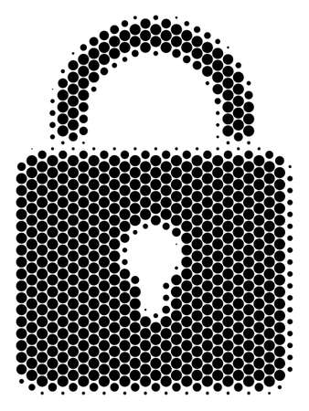 Halftone dot Lock icon. Pictogram on a white background. Vector concept of lock icon designed of spheric spots.の写真素材