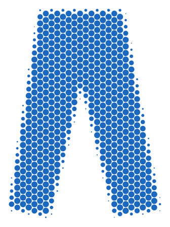 Halftone circle Jeans icon. Pictogram on a white background. Vector concept of jeans icon organized of round items.の写真素材